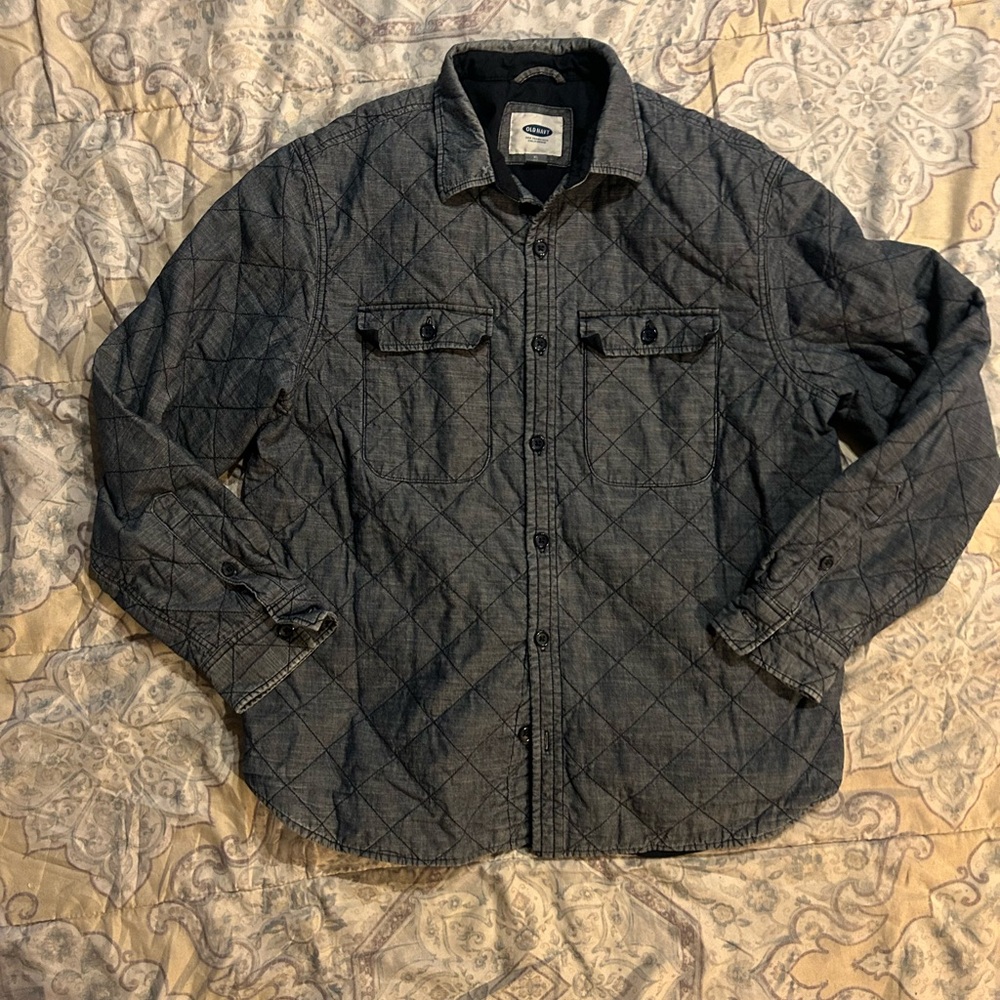 Old Navy Quilted Shirt Jacket - Charcoal Gray
